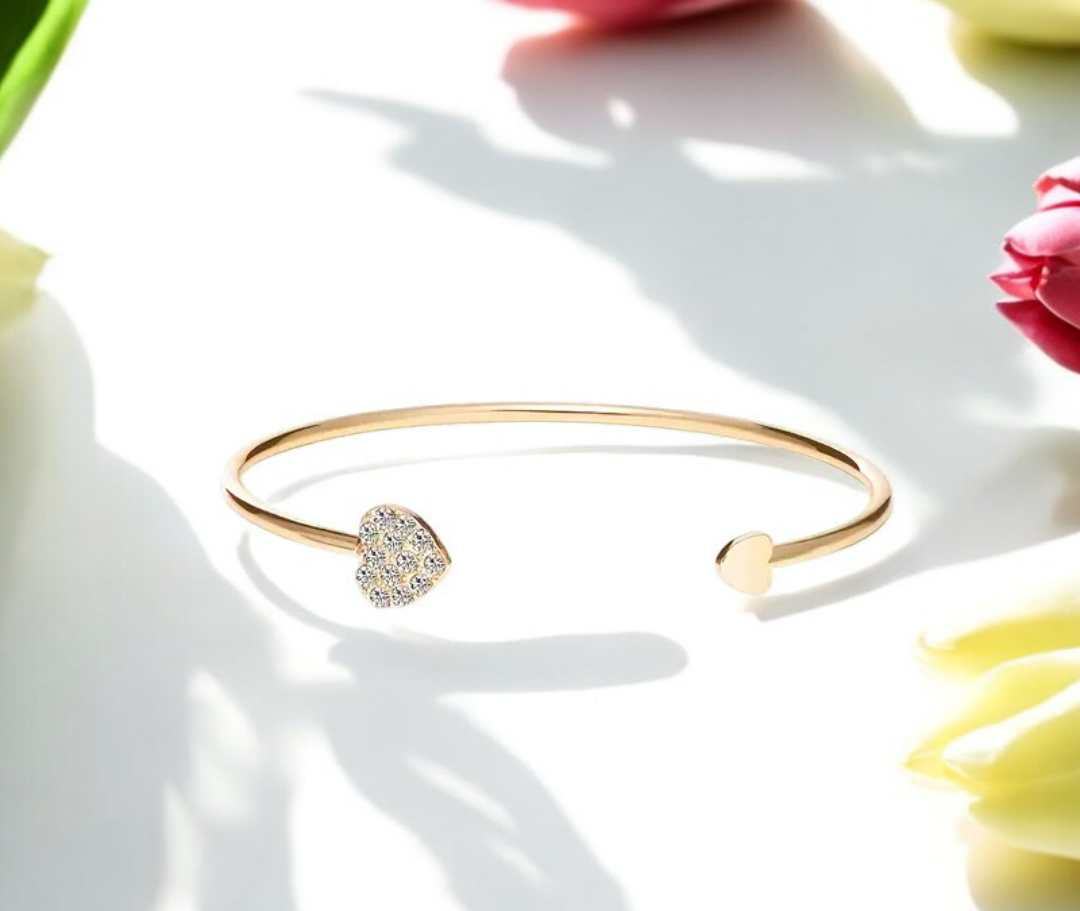 Dupla szíves kristály díszítette karperec