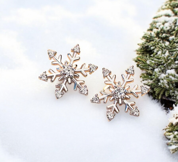 Víztiszta Swarovski kristály hópehely fülbevaló